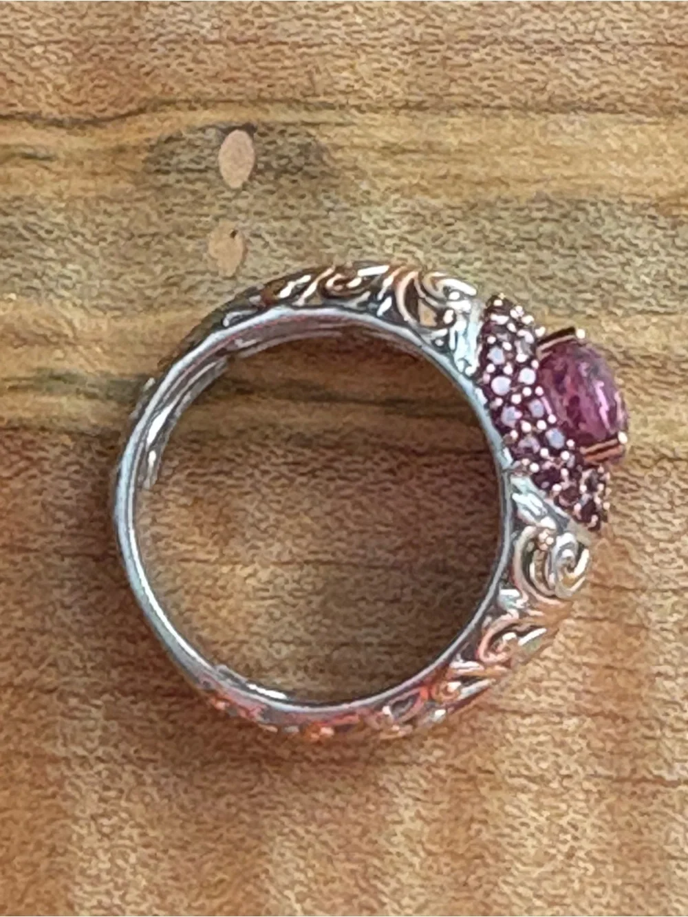 Pink CZ ring with vermeil gold over 925 sterling silver size 7.75
